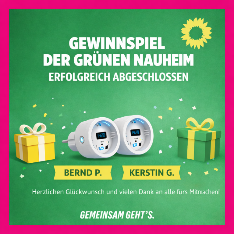 Gewinnspiel der Grünen Nauheim erfolgreich abgeschlossen